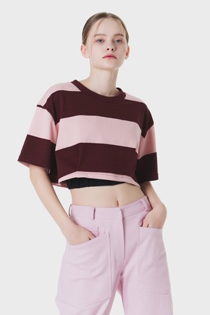 Layered cropped sweatshirt STRIPE MBCSTO012ST