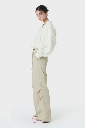 Two-tuck string slim wide pants BEIGE MBCSPA002BE