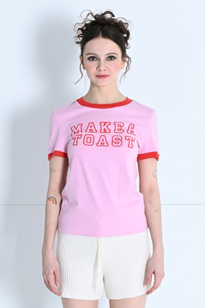 Line color slim point T-shirt PINK MBCSTO021PK