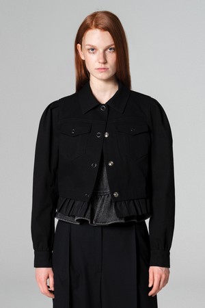 Frill layered denim jacket BLACK WBCFJK002BK