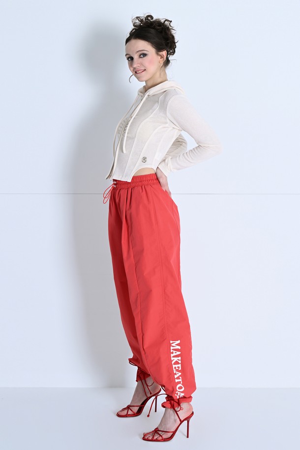 make a toast - 롱/미디팬츠 - [24SS] Cutout One-Tuck Banding Wide Pants RED MBDSPA001RD