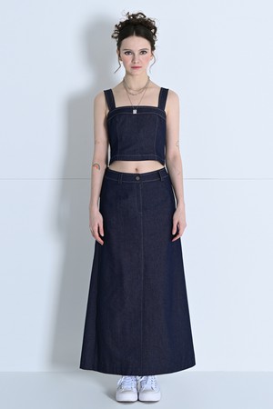 [24SS] Front Slit Denim Skirt NAVY MBDSSK001NV