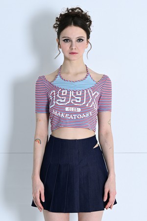 [24SS] Strap Printed Crop T-Shirt STRIPE MBDSTO003ST