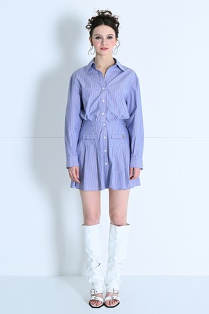 [24SS] Open-Collar Shirt Dress STRIPE MBDSOP002ST