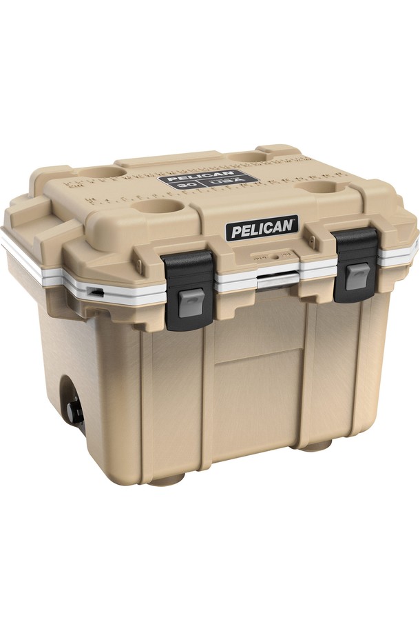 펠리칸 엘리트 쿨러 아이스박스 30QT(31.18L)는 캠핑과 여행에 적합한 아이스박스/쿨러입니다. 회전 성형 구조와 우레탄 폼 단열, 이중벽 단열을 통해 냉장고급 보냉 성능을 제공하며, 다양한 색상(White/Gray, Tan/White, Dark Gray/Green, Cool Blue/Gray, Hunter Green/Tan, Sage/Gray, Cement/White)으로 출시됩니다. 이중 핸들 시스템, 스테인리스 하드웨어, 병따개 내장, 배수구, Press and pull latch 잠금 방식 등 사용자 편의를 위한 기능들을 갖추었습니다.
