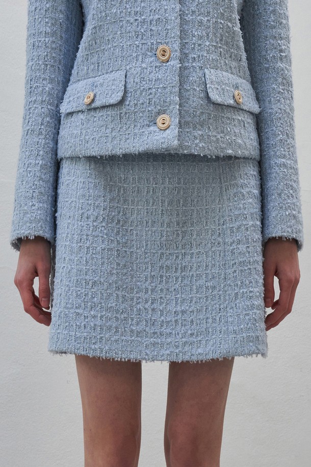 BY GINGER - 미니스커트 - [22SS]Classic tweed mini skirt - sky blue																																																																																																											