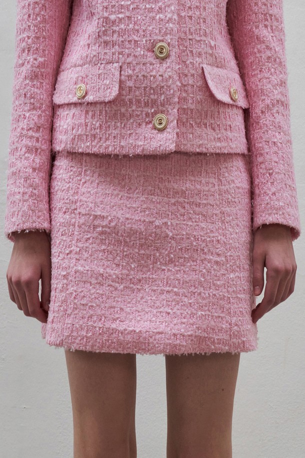 BY GINGER - 미니스커트 - [22SS]Classic tweed mini skirt - pink																																																																																																														