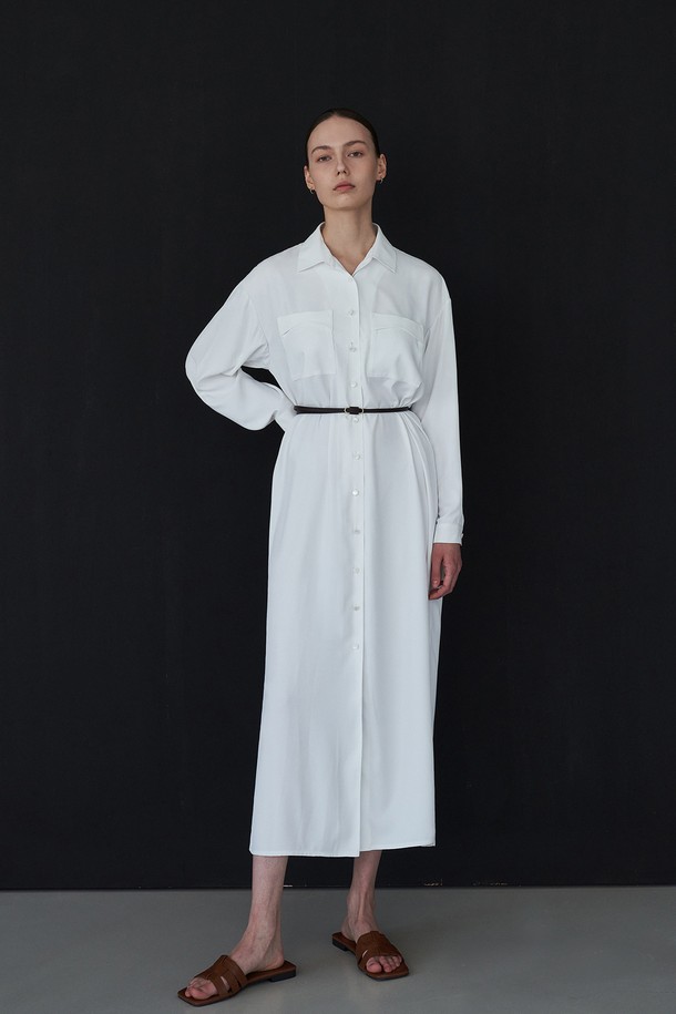 BY GINGER - 긴소매 원피스 - [22SS]Two-way long shirt dress - white																																																														