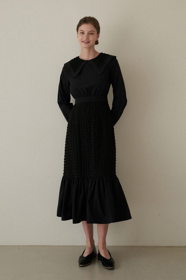 BY GINGER - 긴소매 원피스 - [22FW]Wave sailor collar dress - black