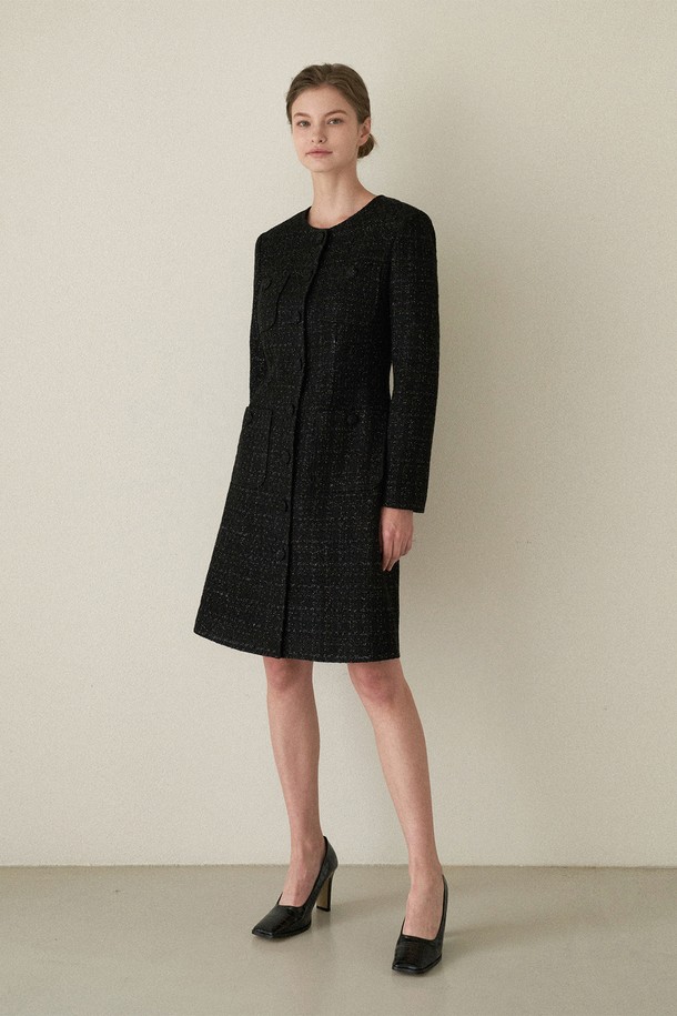 BY GINGER - 긴소매 원피스 - [22FW]Check tweed dress - black