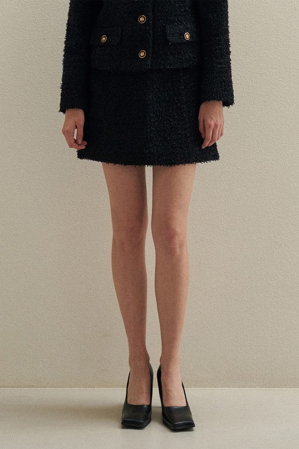 BY GINGER - 미니스커트 - [22FW]Single tweed mini skirt - black