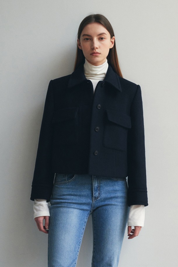 BY GINGER - 자켓 - [22FW]Standard pocket crop coat - navy