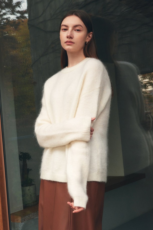 BY GINGER - 스웨터 - [22FW]Mohair wool round knit - ivory