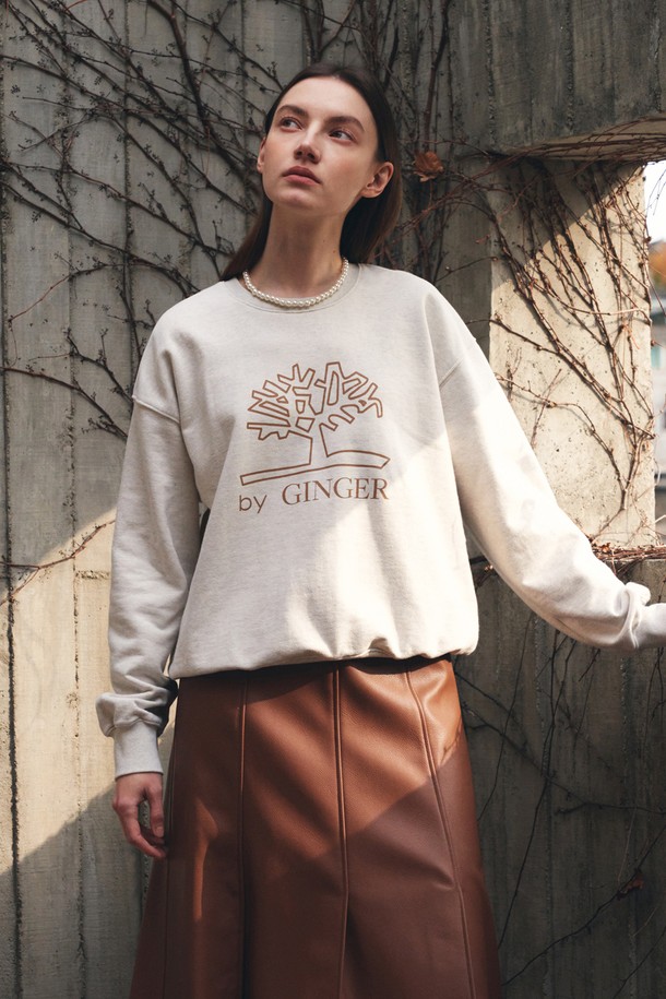 BY GINGER - 스웻셔츠 - [22FW]Signature logo sweat shirt - oatmeal