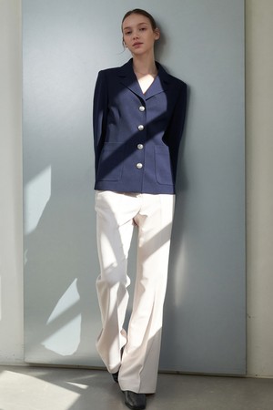 [22SS]Button tailored single jacket - navy																