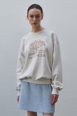 [22SS]By ginger logo sweatshirt - oatmeal																																																																					