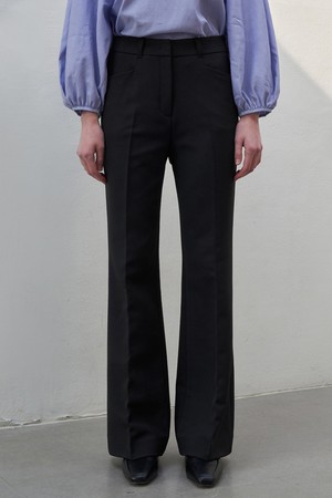 [22SS]Pocket boots cut slacks - black