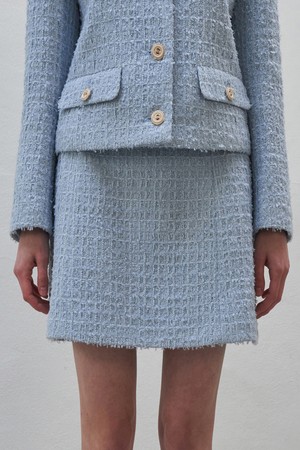 [22SS]Classic tweed mini skirt - sky blue																																																																																																											