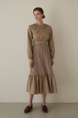 [22FW]Wave sailor collar dress - beige