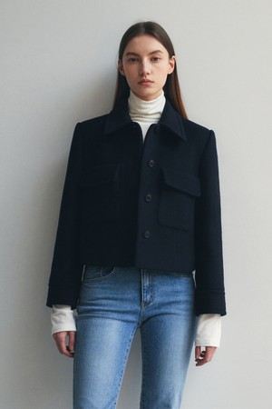 [22FW]Standard pocket crop coat - navy