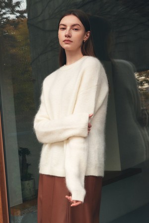 [22FW]Mohair wool round knit - ivory