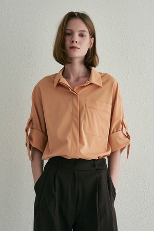 [23SS]Sleeve roll-up shirt - orange