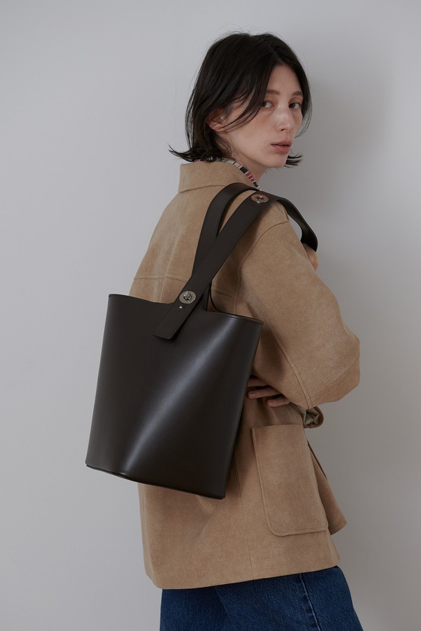 RE:FRAME - 숄더백 - 2way Leather Bucket Bag Italy Leather _ Dark chocolate brown