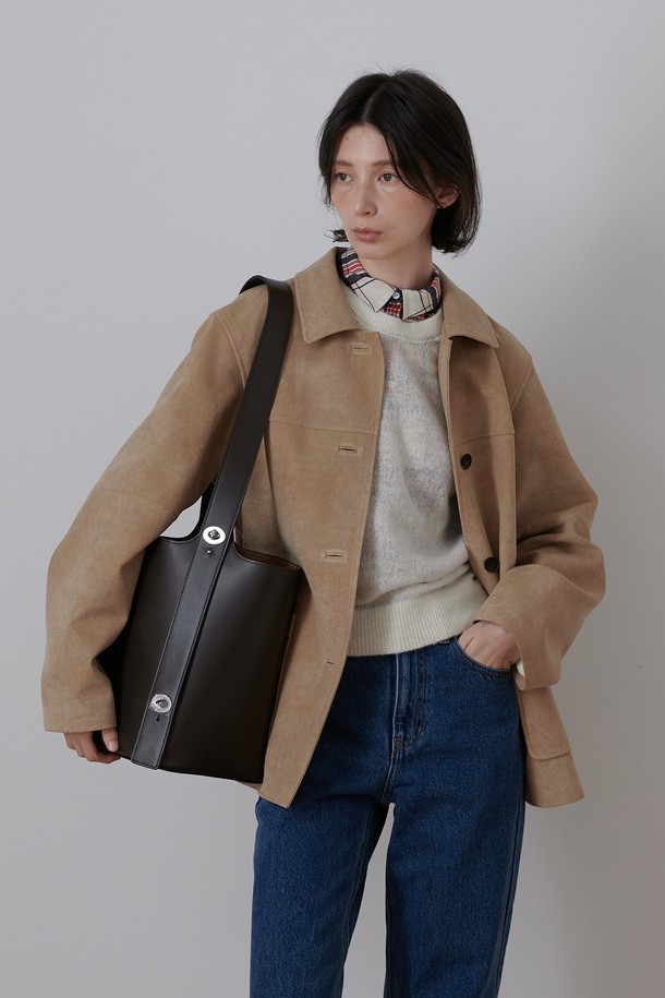 RE:FRAME - 숄더백 - 2way Leather Bucket Bag Italy Leather _ Dark chocolate brown