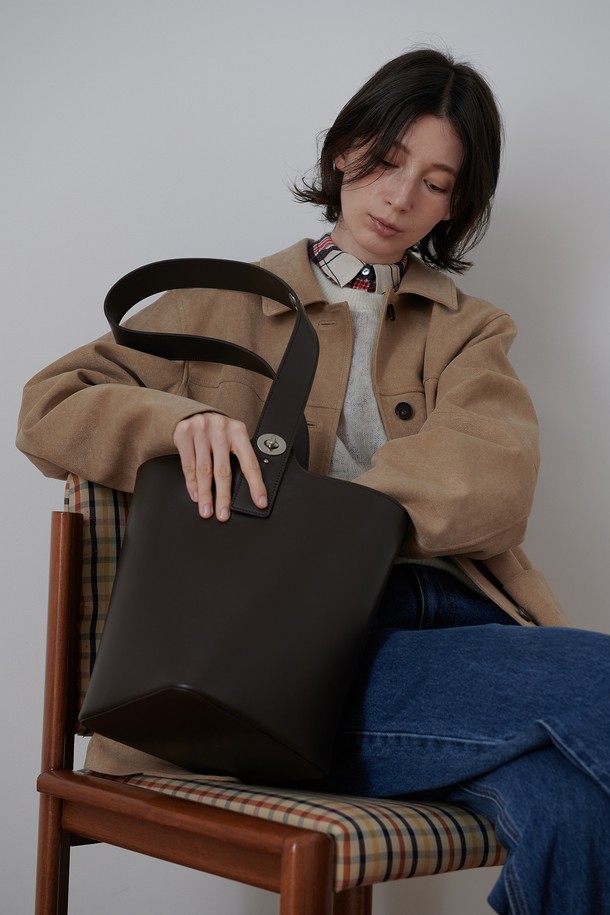 RE:FRAME - 숄더백 - 2way Leather Bucket Bag Italy Leather _ Dark chocolate brown