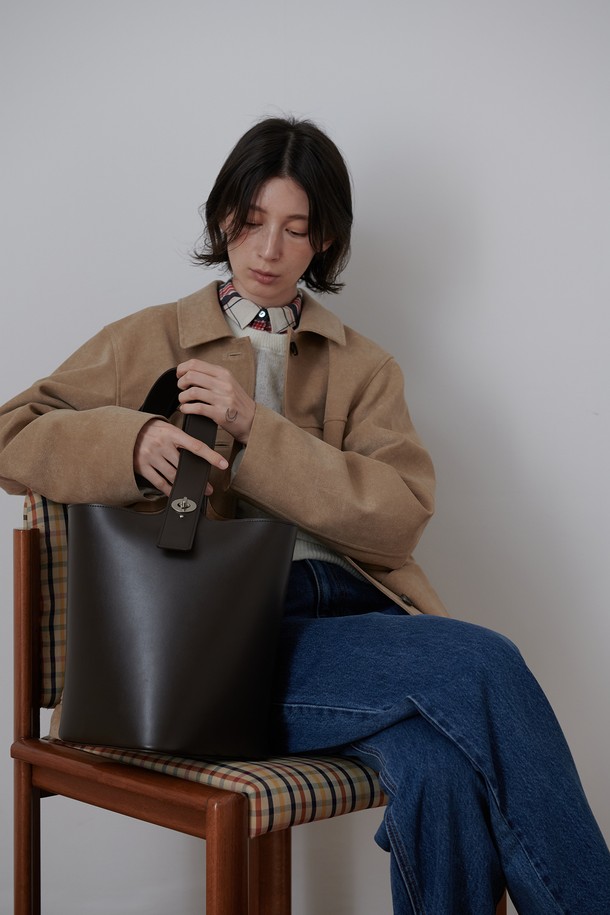 RE:FRAME - 숄더백 - 2way Leather Bucket Bag Italy Leather _ Dark chocolate brown