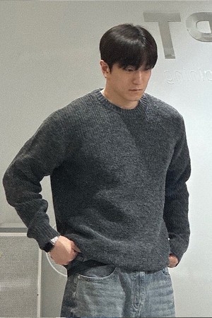 크루넥 리브 니트 스웨터 (11 Colors)
