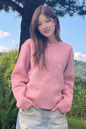 울 블랜디드 리브 니트_핑크