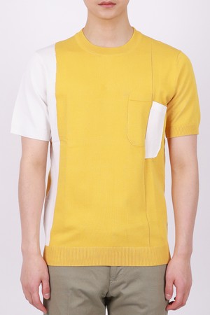 멀티컬러 라운드넥 니트 반팔 티셔츠 STEE105A