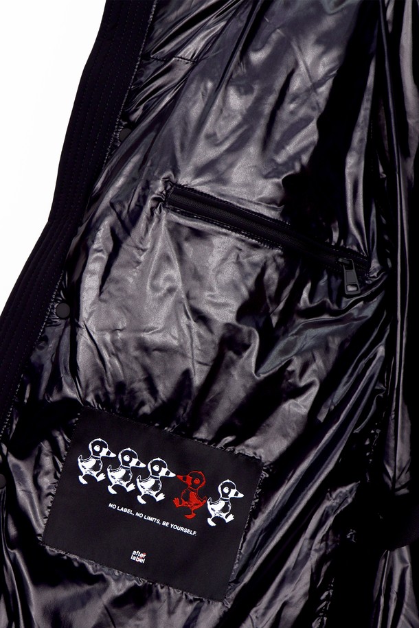 IKALOOK - 다운/패딩 - 컬러 블로킹 코듀로이 후드 다운 패딩 점퍼 AJP116A