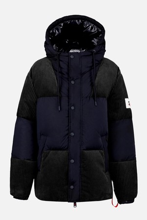 컬러 블로킹 코듀로이 후드 다운 패딩 점퍼 AJP116A