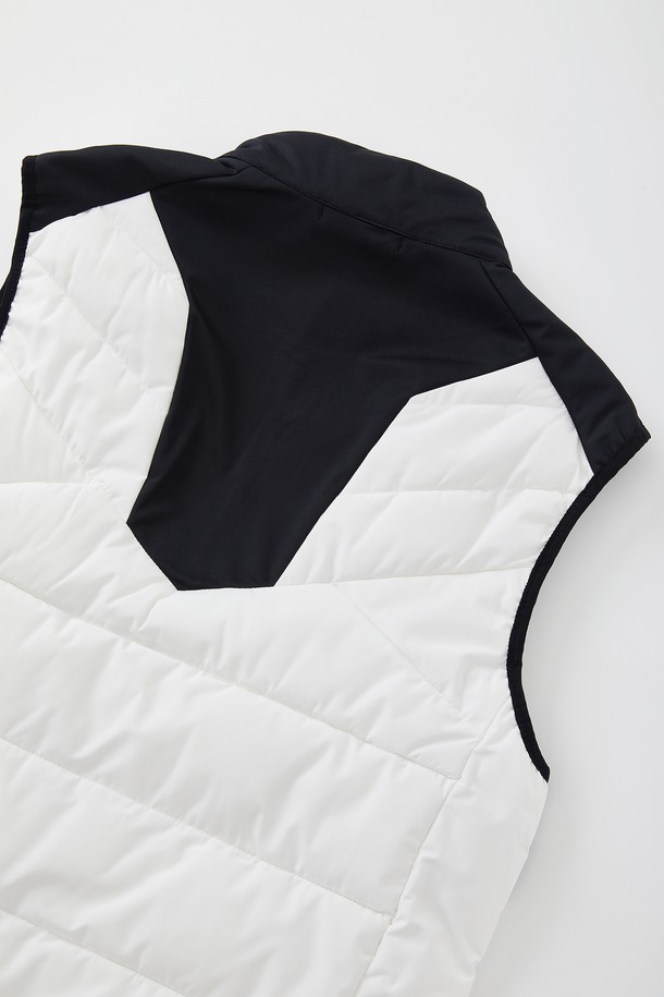 **웰론 스포츠 패딩 베스트 CJP148**

활동적인 겨울을 위한 웰론 스포츠 패딩 베스트입니다. 화이트와 블랙 두 가지 색상으로 출시되어 어떤 스타일에도 쉽게 매치할 수 있습니다. 웰론 소재를 사용하여 부드러운 촉감과 뛰어난 보온성을 제공하며, 두꺼운 두께감으로 추운 날씨에도 따뜻하게 몸을 보호합니다. 집업 스타일의 레귤러핏 디자인으로 편안한 착용감을 선사하며, 캠핑룩, 스포티, 캐주얼, 미니멀 스타일 등 다양한 TPO에 활용 가능합니다. 배색 디자인과 소매 없는 디자인으로 활동성을 높였습니다. 
