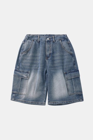 루즈핏 카고 밴딩 데님 반바지 CSPT114