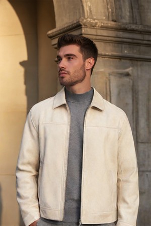 스탠드카라 스웨이드 양가죽 자켓 CLJP116