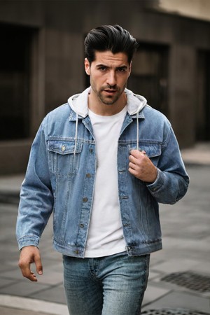 봄가을 탈부착 후드 데님 자켓 CJP136