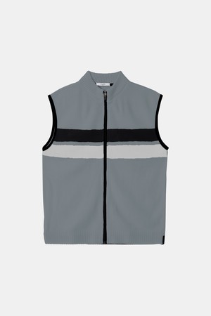 골프앤라이프 스트라이프 집업 니트 조끼 CJP138