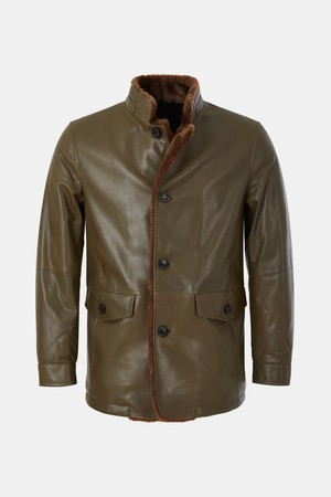 코팅 램스킨 미들넥 구스다운 자켓 CLJP126