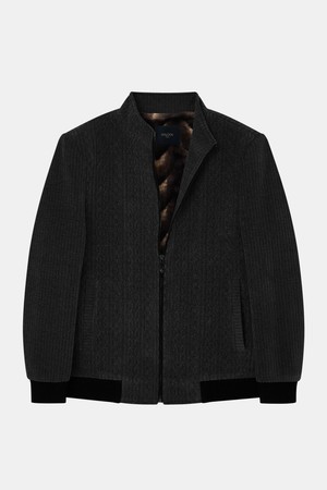 자카드 보아털 블루종 점퍼 CJP153