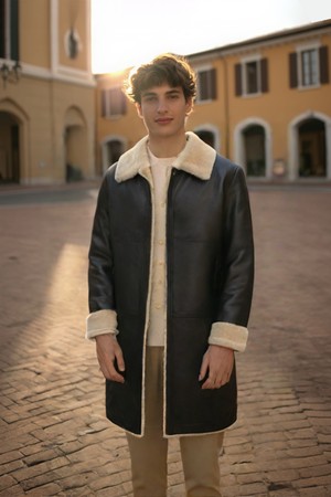 싱글카라 램스킨 롱 무스탕 CLJP133