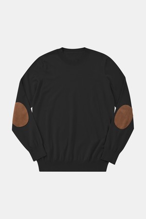 엘보우 패치 경량 라운드 니트 DNIT103