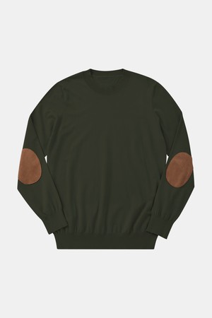 엘보우 패치 경량 라운드 니트 DNIT103