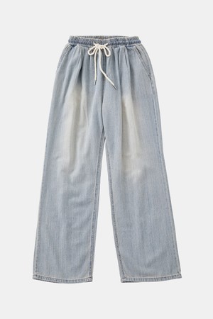 봄여름 와이드 밴딩 민트블루 린넨 데님 DJN124