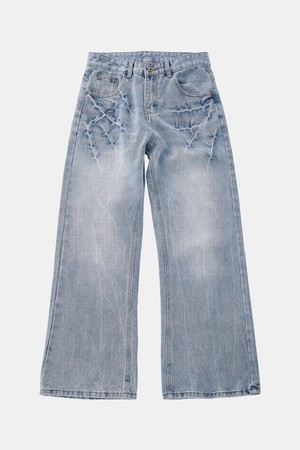 그래픽 워싱 플레어 데님 팬츠 DJN122