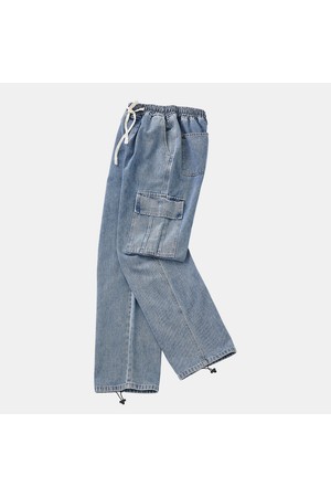 봄가을 루즈핏 밴딩 카고 데님 팬츠 DJN123