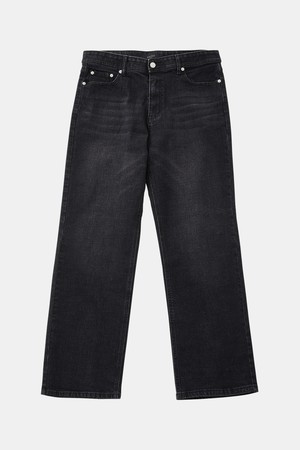 봄가을 세미와이드 스판 블랙 워싱 데님 DJN131