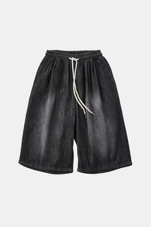블랙 워싱 린넨 밴딩 청반바지 DSPT102